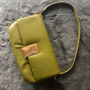 Olive Green Leather Shoulder Bag